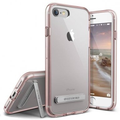 Verus Crystal Mixx Case - хибриден удароустойчив кейс за iPhone 8, iPhone 7 (розов-прозрачен)