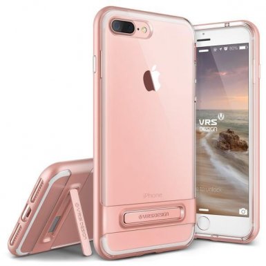 Verus Crystal Bumper Case - хибриден удароустойчив кейс за iPhone 8 Plus, iPhone 7 Plus (розов-прозрачен)