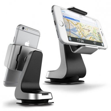 Verus Hybrid Grab - поставка за стъкло и гладки повърхности за iPhone, Samsung и смартфони до 6.3 инча (сребриста)