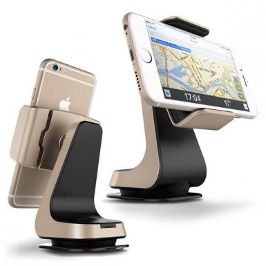 Verus Hybrid Grab - поставка за стъкло и гладки повърхности за iPhone, Samsung и смартфони до 6.3 инча (златиста)