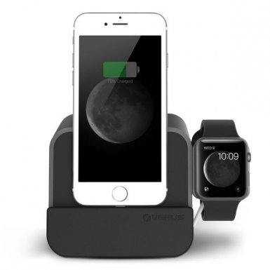 Verus i-Depot Plus Cradle - универсална док станция за iPhone, iPad, Apple Watch и мобилни устройства с microUSB (тъмносива)