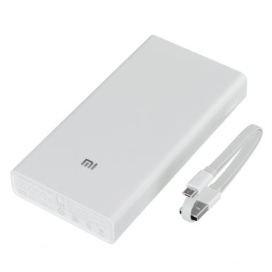 Xiaomi Power Bank 20000 mAh - външна батерия с 2 USB изходa за смартфони, таблети и лаптопи (сребрист)
