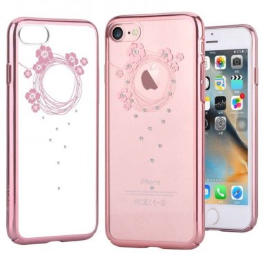 Devia Crystal Garland Case - поликрабонатов кейс за iPhone 8, iPhone 7 (с кристали Сваровски) (розово злато)