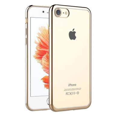Devia Glitter Soft Case - силиконов (TPU) калъф за iPhone 8 Plus, iPhone 7 Plus (прозрачен-златист)