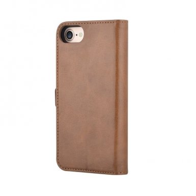 Devia Magic Case - кожен калъф, тип портфейл с отделящ се кейс и поставка за iPhone 8 Plus, iPhone 7 Plus (кафяв)