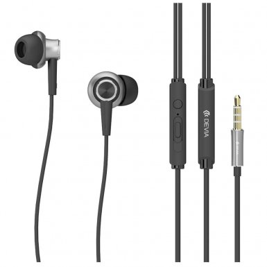 Devia T1 Acorn - слушалки с микрофон и управление на звука за мобилни устройства (черен)