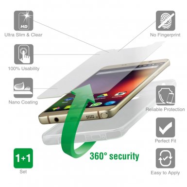4smarts 360° Protection Set - тънък силиконов кейс и стъклено защитно покритие за дисплея на iPhone 8, iPhone 7 (прозрачен)