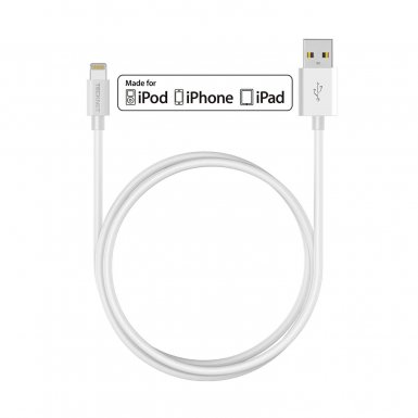 TeckNet P201 Apple MFi Certified Lightning to USB Cable 2m. - изключително здрав и качествен Lightning кабел за iPhone, iPad, iPod с Lightning (2 метра) (бял)