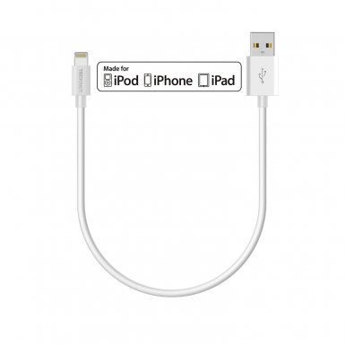 TeckNet P010 Apple MFi Certified Lightning to USB Cable 10 cm. - изключително здрав и качествен Lightning кабел за iPhone, iPad, iPod с Lightning (10 см.) (бял)