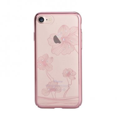 Comma Crystal Flora 360 Case - поликарбонатов кейс за iPhone 8 Plus, iPhone 7 Plus (с кристали Сваровски) (розово злато)