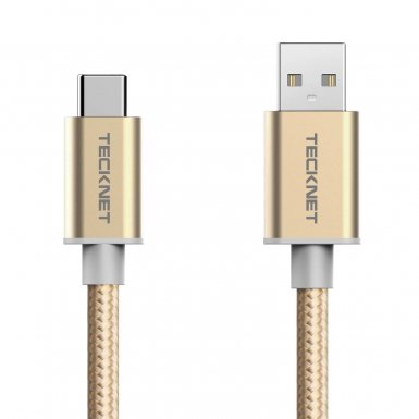 TeckNet TA502 Braided 3.1 USB-A to USB-C Cable - качествен плетен USB към USB-C кабел за устройства с USB-C порт (златист)