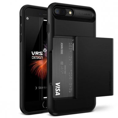 Verus Damda Glide Case - висок клас хибриден удароустойчив кейс с място за кр. карти за iPhone 8 Plus, iPhone 7 Plus (черен)