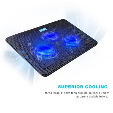 TeckNet N8 - охлаждаща ергономична поставка с 3 големи вентилаторa за Mac и преносими компютри (черен)