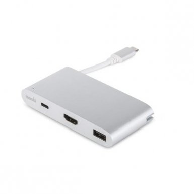 Moshi USB-C Multiport Adapter - адаптер за свързване от USB-C към HDMI 4K, USB-C, USB-A (сребрист)