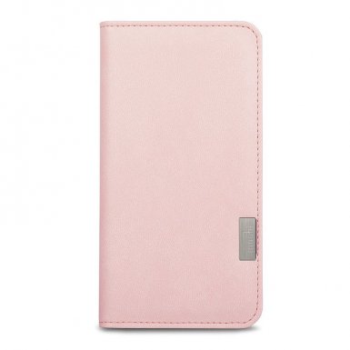 Moshi Overture Flip Wallet Case - кожен/текстилен калъф, тип портфейл и поставка за iPhone 8, iPhone 7 (розов)