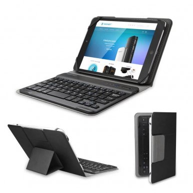 TeckNet X370 Bluetooth Folio Universal Case - кейс, поставка и блутут клавиатура за устройства до 8 инча (черен)