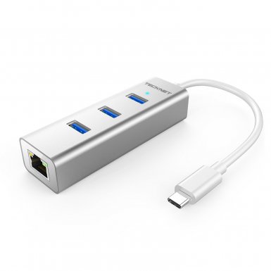 TeckNet TA301 Type-C 3-Port USB 3.0 Hub with Ethernet Adapter - алуминиев USB-C хъб с 3xUSB изхода и Ethernet порт
