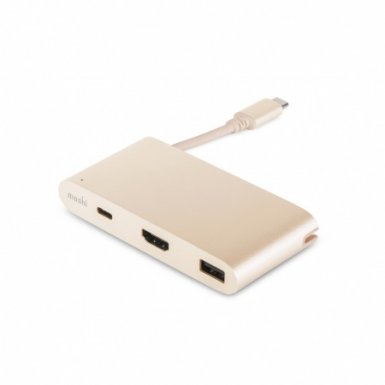 Moshi USB-C Multiport Adapter - адаптер за свързване от USB-C към HDMI 4K, USB-C, USB-A (златист)