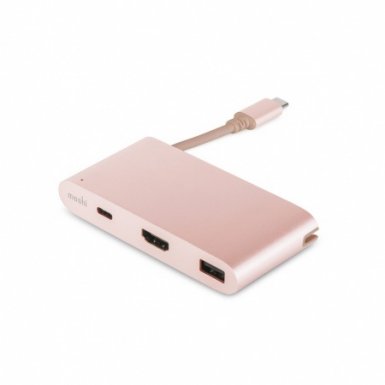 Moshi USB-C Multiport Adapter - адаптер за свързване от USB-C към HDMI 4K, USB-C, USB-A (розово злато)