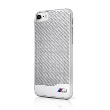 BMW M Carbon Fiber Hard Case - дизайнерски карбонов кейс за iPhone 8, iPhone 7 (сребрист)