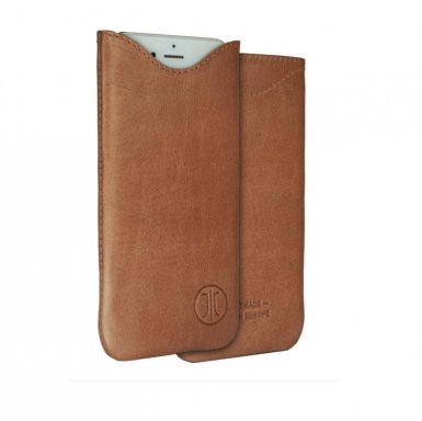 JT Berlin SlimCase Leather 3XL - кожен калъф (естествена кожа) за iPhone 8 Plus, iPhone 7 Plus, 6S Plus, Samsung Galaxy S7 Edge, S6 Edge Plus, LG G3, G4, Sony Xperia Z3, Z5 и други (кафяв)