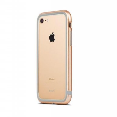 Moshi Luxe Bumper Case - метален бъмпер и покритие за задната част за iPhone 8, iPhone 7 (златист)