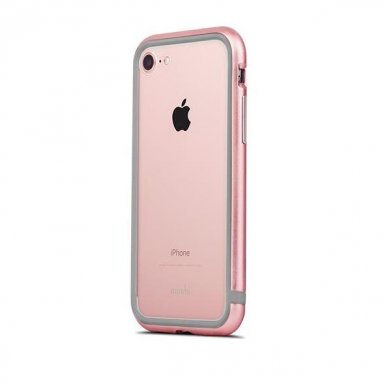 Moshi Luxe Bumper Case - метален бъмпер и покритие за задната част за iPhone 8, iPhone 7 (розово злато)