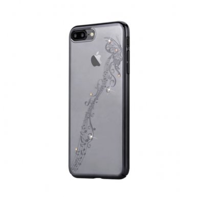 Devia Crystal Papillon Case - поликрабонатов кейс за iPhone 8 Plus, iPhone 7 Plus (с кристали Сваровски) (черен)