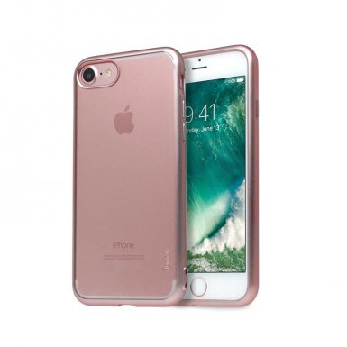 Torrii ChromeJelly Case - хибриден кейс с калено стъкло за iPhone 8, iPhone 7 (прозрачен-розово злато)