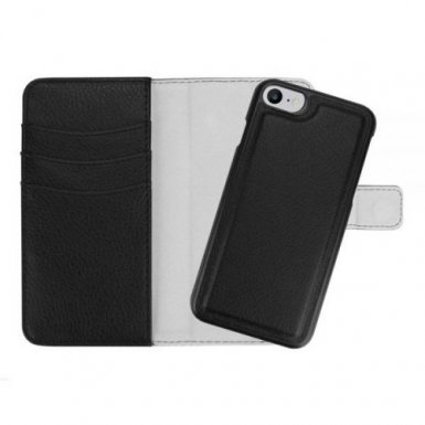 Redneck Duo Folio - кожен калъф, тип портфейл с отделящ се кейс за iPhone 8, iPhone 7 (черен)