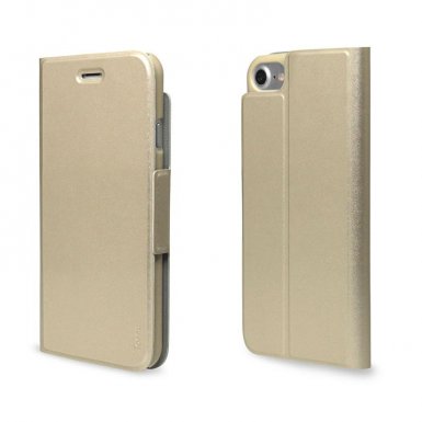 Torrii Torrio Leather Case - кожен калъф със слот за кр. карта и поставка за iPhone 8, iPhone 7 (златист)
