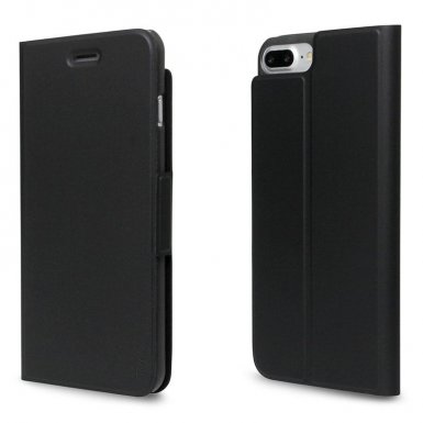 Torrii Torrio Leather Case - кожен калъф със слот за кр. карта и поставка за iPhone 8 Plus, iPhone 7 Plus (черен)