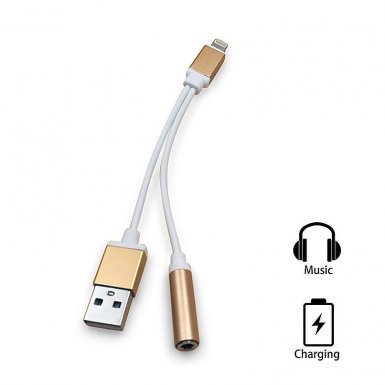 Tipx Lightning to USB and 3.5 mm Audio Adapter - адаптер от Lightning към USB и 3.5 мм аудио жак (златист)