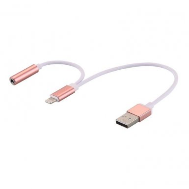Tipx Lightning to USB and 3.5 mm Audio Adapter - адаптер от Lightning към USB и 3.5 мм аудио жак (розово злато)