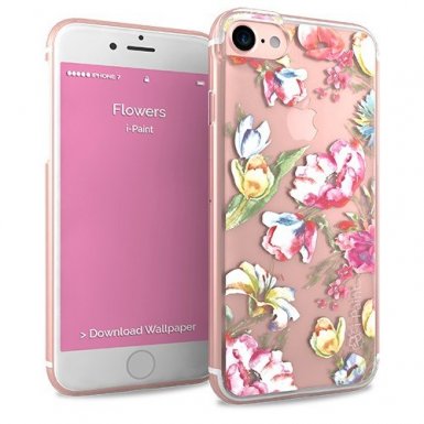 iPaint Glamour Flower Case - дизайнерски TPU кейс за iPhone 8, iPhone 7 (прозрачен)