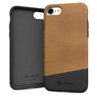 iPaint Brown Leather Case - кожен кейс за iPhone 8, iPhone 7 (кафяв)