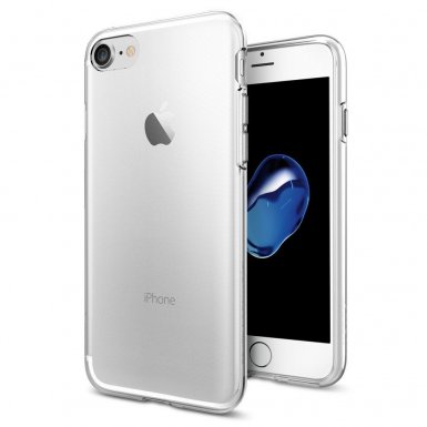Spigen Liquid Crystal Case - тънък качествен термополиуретанов кейс за iPhone 8, iPhone 7 (прозрачен)