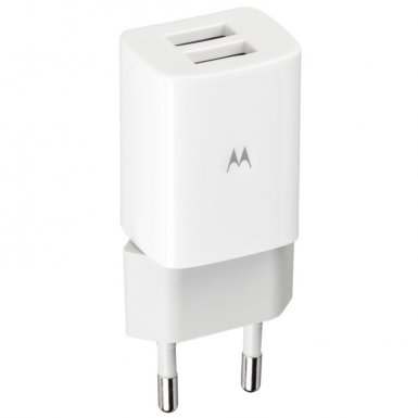 Motorola Duo Rapid Charger ASM6WCHGR - оригинално захранване с 2xUSB и MicroUSB кабел (бял)