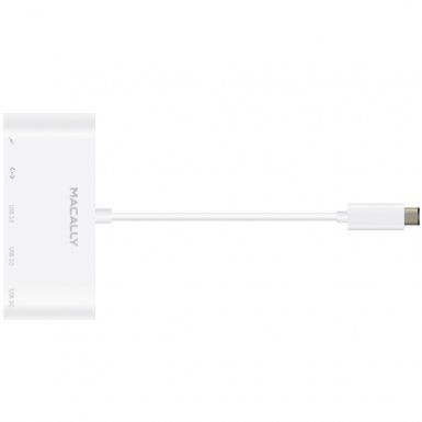 Macally 3.1 USB-C hub with USB, USB-C and Gigabit Ethernet - USB-C към 3ри портов USB хъб 1хGigabit Ethernet и 1хUSB-C (бял)