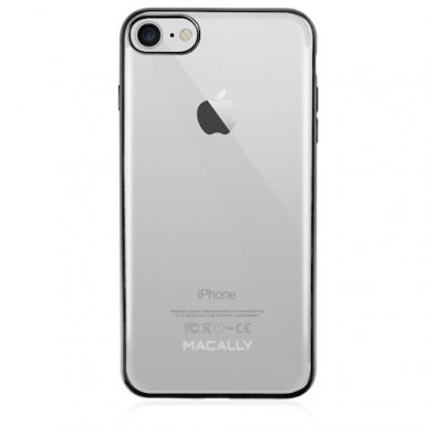 Macally Luxr Soft Case - силиконов (TPU) калъф за iPhone 8, iPhone 7 (прозрачен-черен)