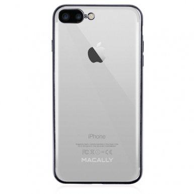 Macally Luxr Soft Case - силиконов (TPU) калъф за iPhone 8 Plus, iPhone 7 Plus (прозрачен-черен)