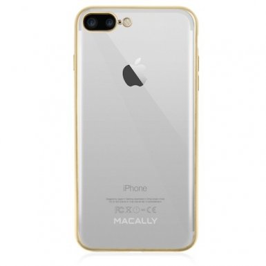 Macally Luxr Soft Case - силиконов (TPU) калъф за iPhone 8 Plus, iPhone 7 Plus (прозрачен-златист)