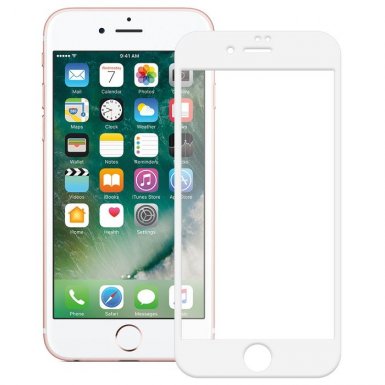 TIPX Full Screen Tempered Glass - обхващащо и ръбовете стъклено защитно покритие за дисплея на iPhone 8, iPhone 7 (бял)
