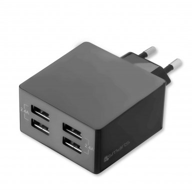 4smarts PowerPlug Quad USB Charger 4.8A - захранване за ел. мрежа 4.8A с 4xUSB изхода (черен)