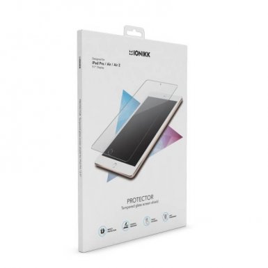 IONIKK Tempered Glass Screen Protector - калено стъклено защитно покритие за дисплея на iPad Air 2, iPad Pro 9.7, iPad Air (прозрачен)