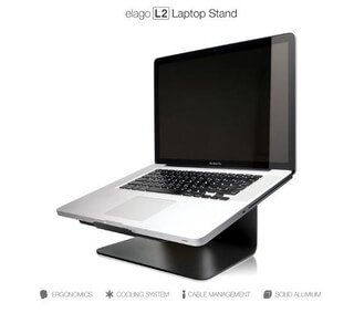 Elago L2 STAND - дизайнерска алуминиева поставка за MacBook и преносими компютри (черна)