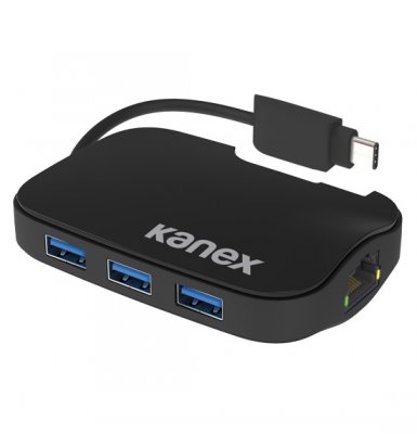 Kanex USB-C Hub - Ethernet адаптер и 3-портов USB хъб (разклонител) от USB-C към USB-A за MacBook и компютри с USB-C порт (черен)