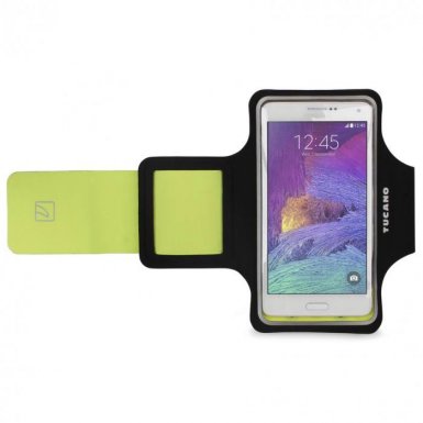 Tucano Ultraslim Armband - неопренов спортен калъф за ръка за смартфони до 5.5 инча (черен-лайм)