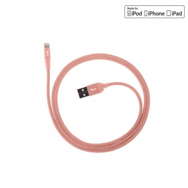 Torrii KeVable Lightning to USB (1 meter) - изключително здрав кевларен Lightning кабел за iPhone, iPad, iPod с Lightning (1 метър) (розово злато)
