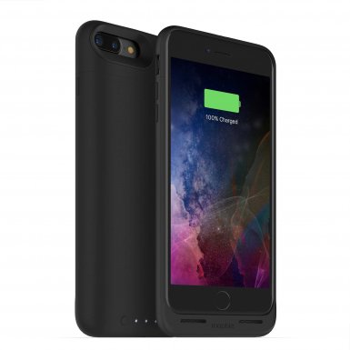 Mophie Juice Pack Air - удароустойчив кейс с вградена батерия 2420mAh и безжично зареждане за iPhone 8 Plus, iPhone 7 Plus (черен)